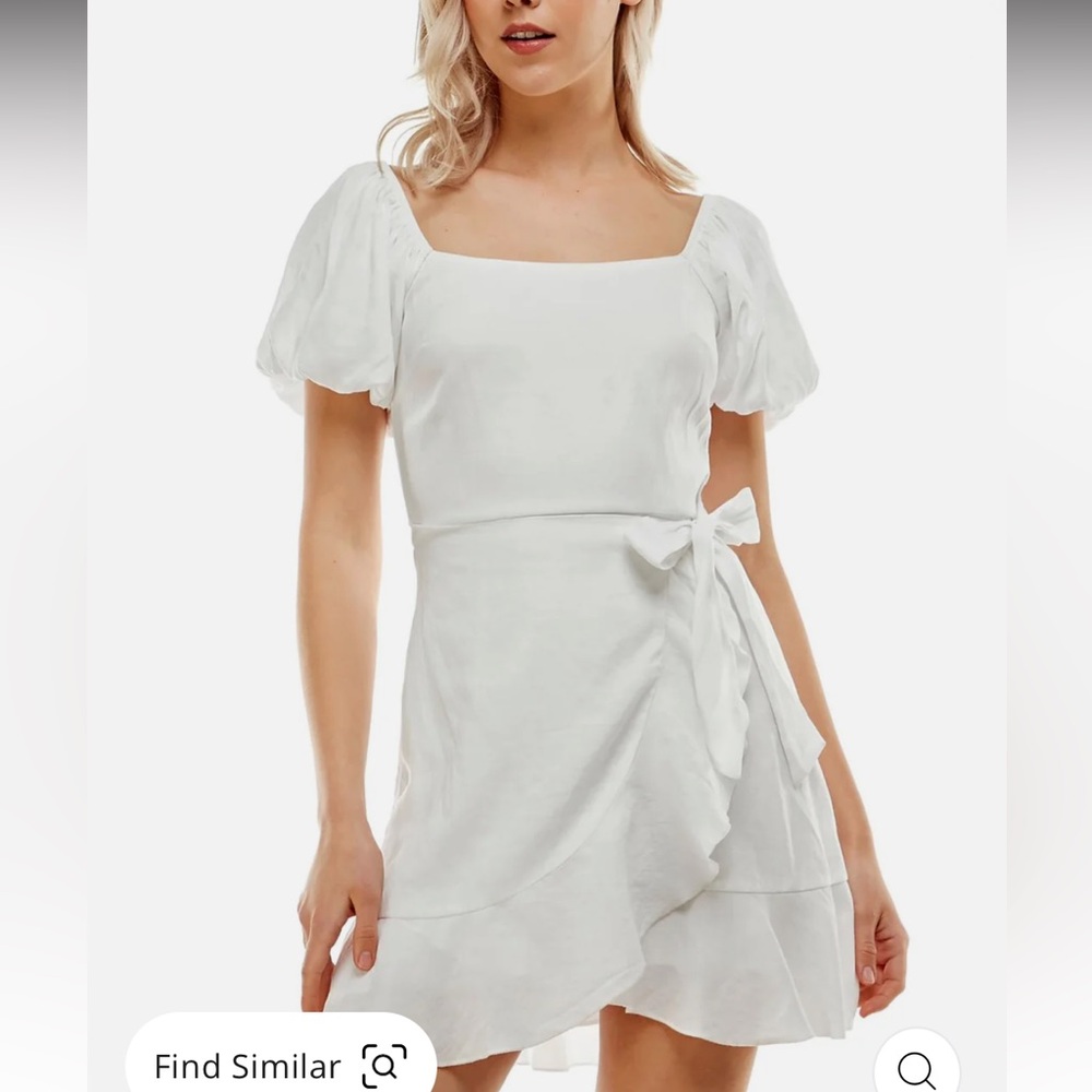 White Wrap Tie Dress